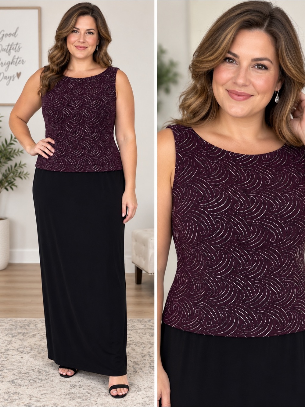 Scott McClintock Size 12 Maroon Embellished Navy Maxi Evening Dress